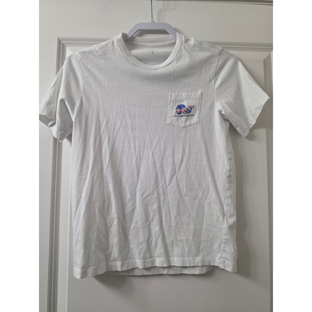 Vineyard Vines Kids White Baseball Whale Scoreboard Pocket T-Shirt Size M 10-12
